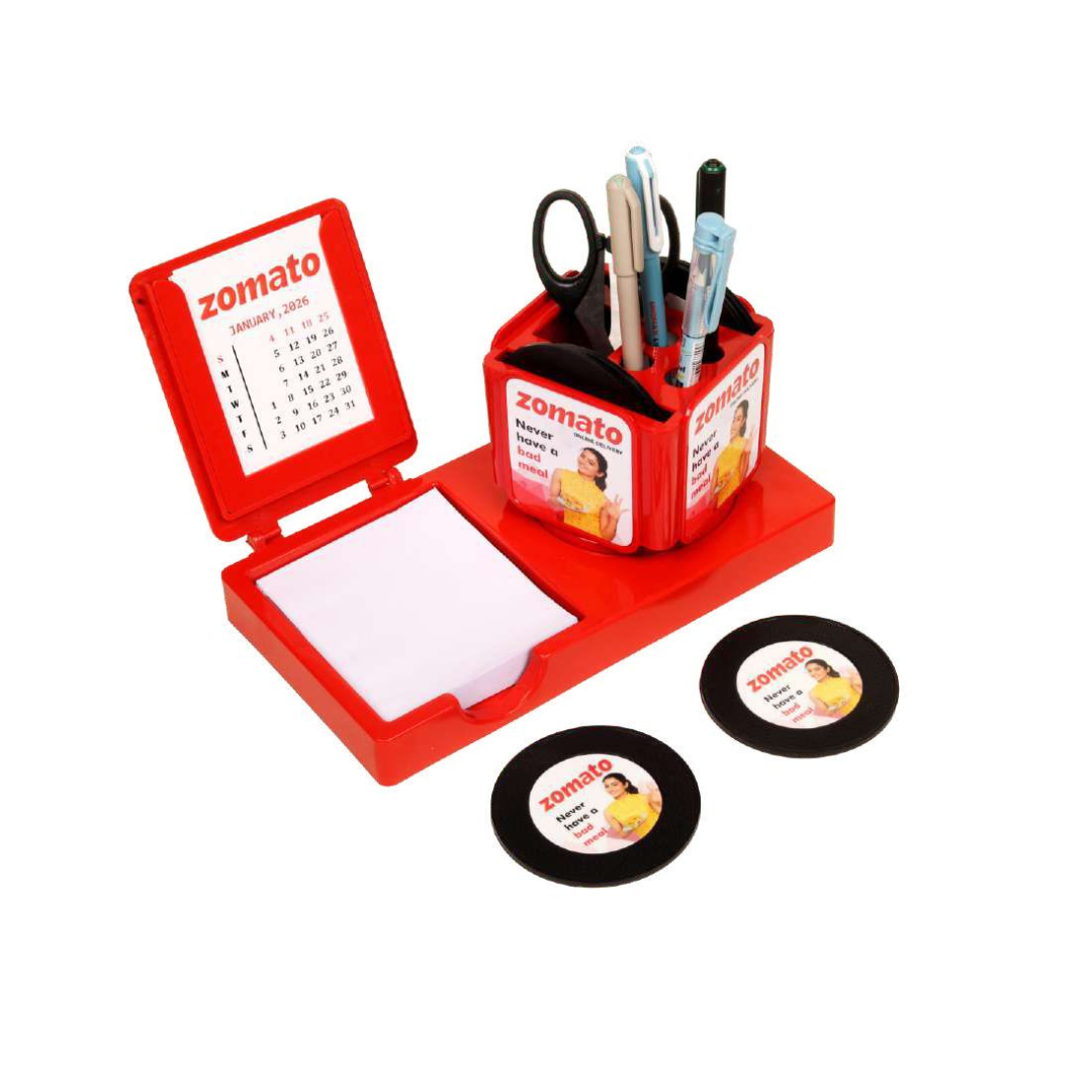 chit-pad-with-150-pages-revolving-pen-stand-6-coasters-and-1-year-calendar